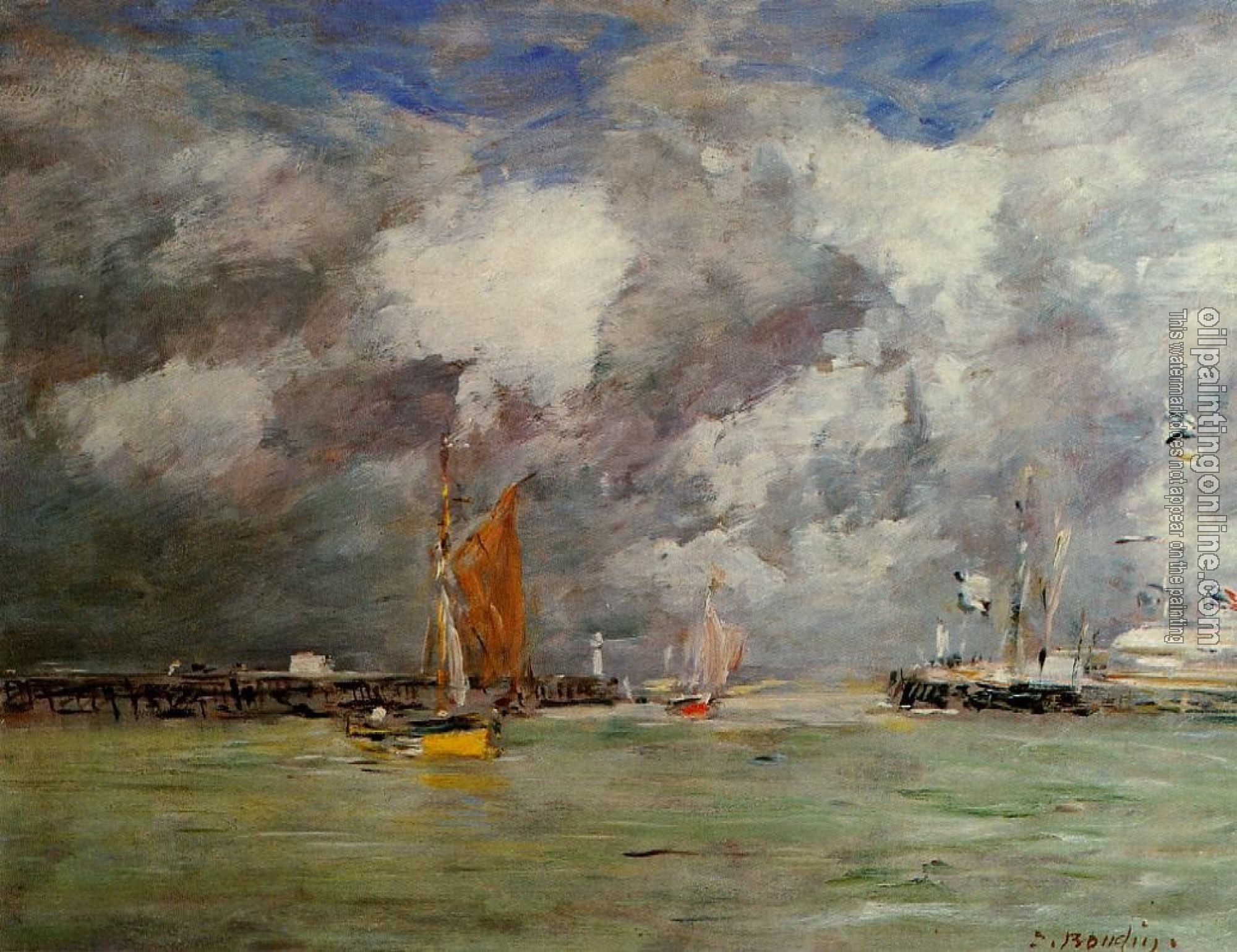 Boudin, Eugene - Trouville, the Jettys, High Tide